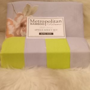 Metropolitan Bamboo Gray Floral King Sheet Set…